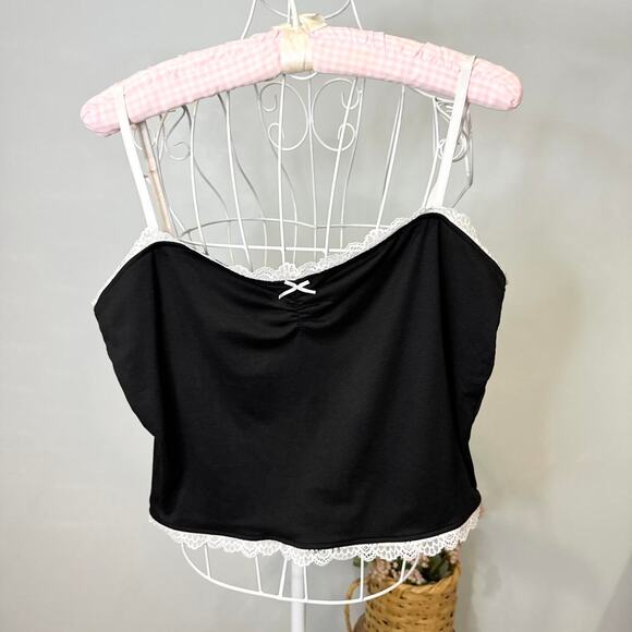 Gorgeous y2k vintage black lacy milkmaid cami top - Picture 3 of 4